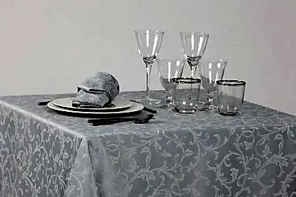 Damask Round Table Linen for Restaurants Reminence Collection