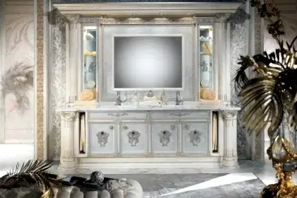 Metallic Silver Plated Accent Bathroom Italian Furniture